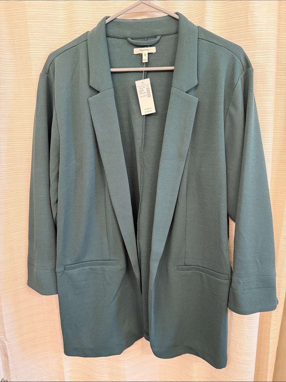 Maurice’s blazer jacket with sleeve detail teal XXL NWT